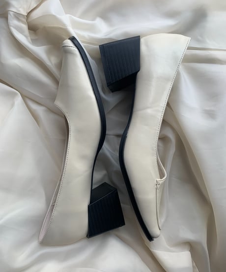 square toe chunky pumps/3color