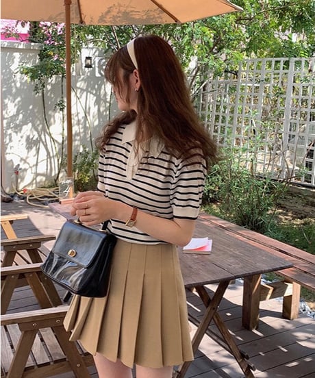 border skipper knit tee/2color
