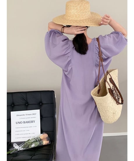front button long dress(inner set)/3color
