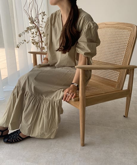 V neck long dress/3color