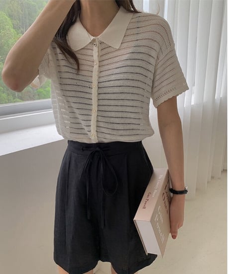 sheer border shirt/2color