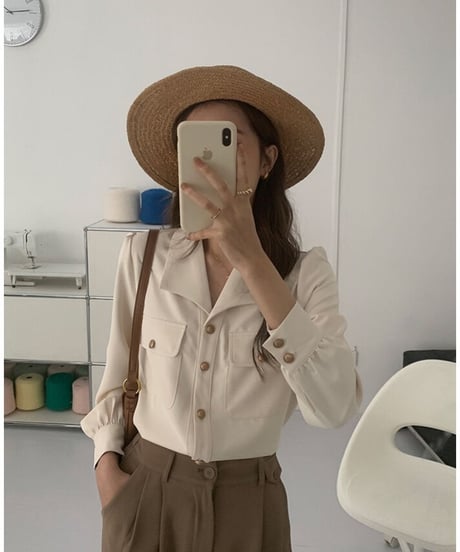 open collar classic shirt/2color