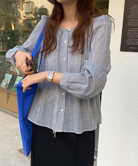 gingham check blouse/4color(ネコポス)