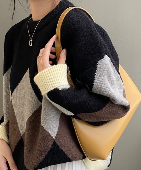big diamond pattern knit/3color