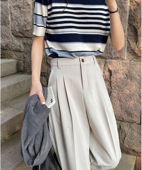 roll-up tuck slacks/3color