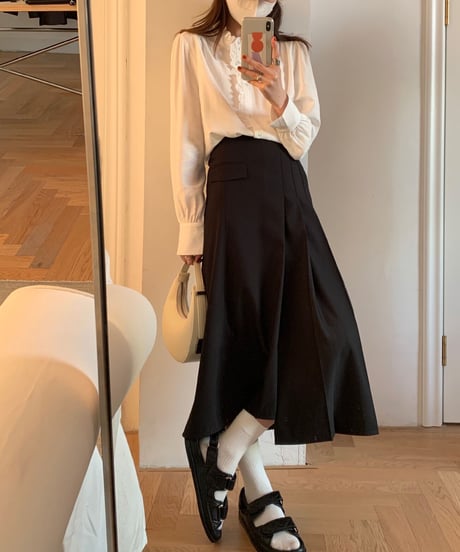 asymmetry design skirt/2color