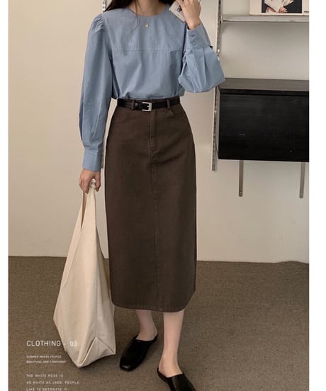 [OUTLET]A line color denim skirt/2color