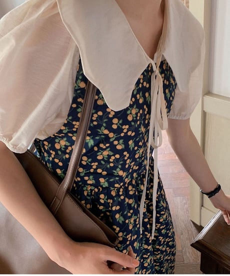 design collar ribbon blouse/3color