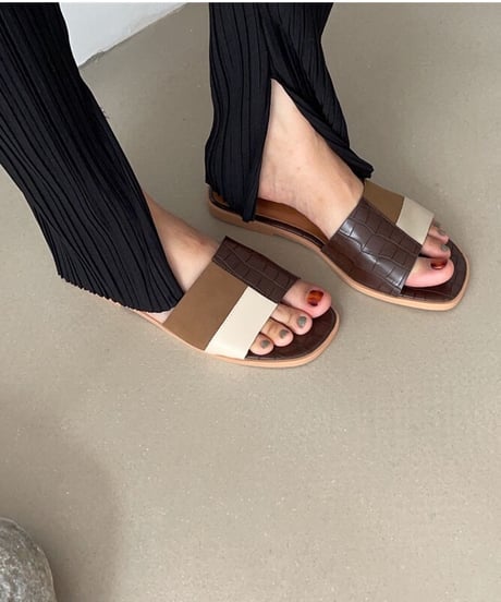 patchwork design sandal/2color