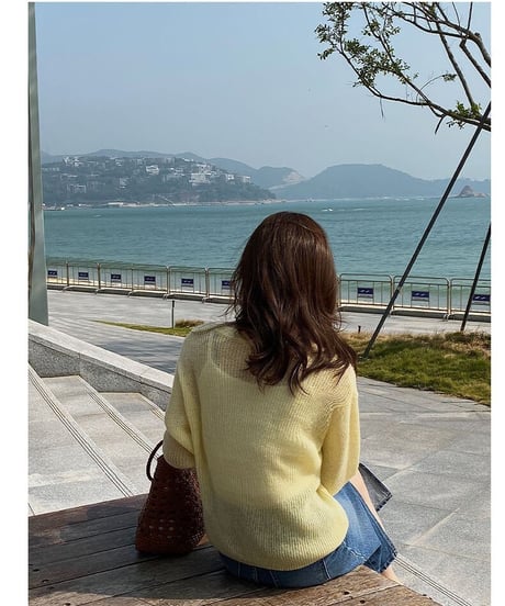 u neck sheer knit/5color