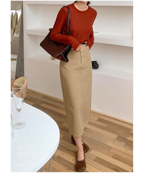 [OUTLET]A line color denim skirt/2color