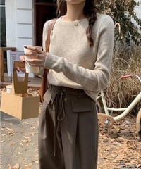 basic rib knit long-T/3color