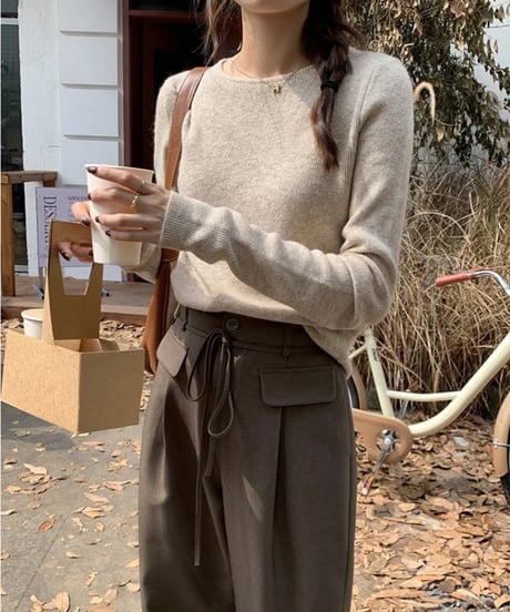 basic rib knit long-T/3color