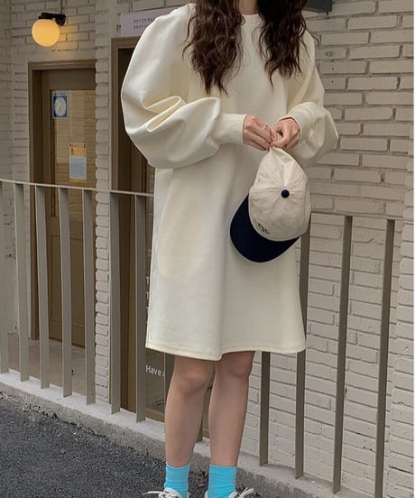 balloon sleeve middle one-piece/2color