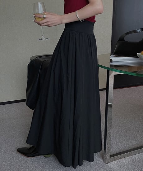 tuck flare maxi skirt/3color