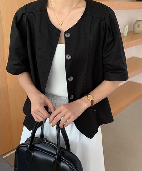 linen jacket (half sleeve)/3color