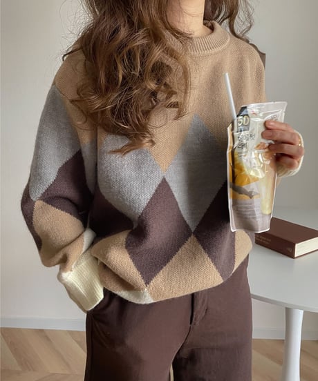 big diamond pattern knit/3color