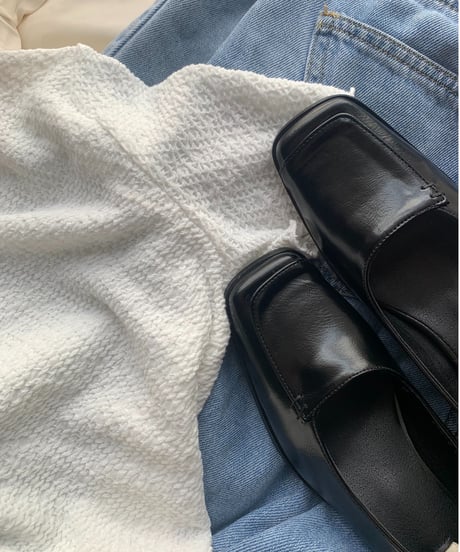 square toe chunky pumps/3color