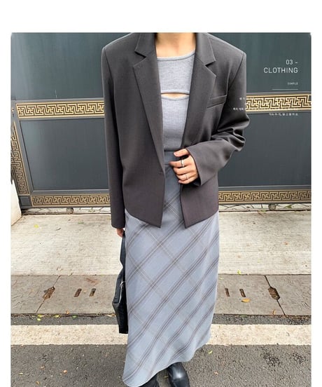 glen check skirt/2color