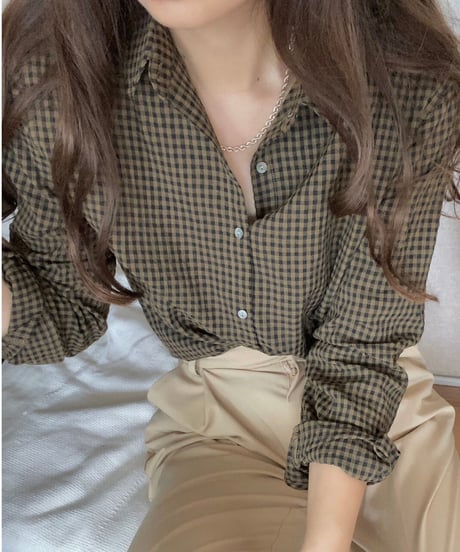 gingham check shirt/3color