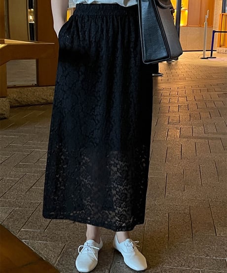 lace long skirt/2color