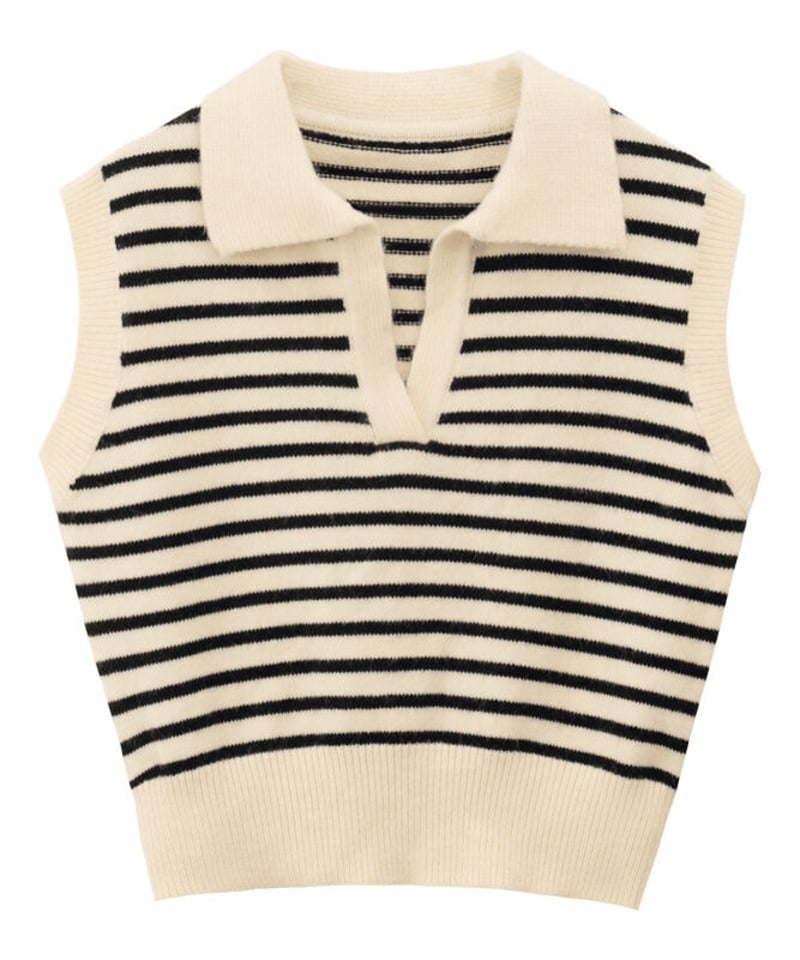 OUTLET]border knit vest/2color | as.style