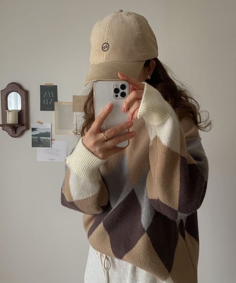 big diamond pattern knit/3color