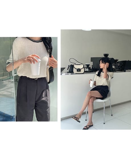 tencel linen knit pullover(half sleeve)/2color