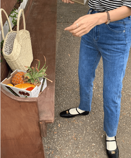 (meet me)cropped slim denim pants