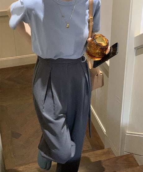 [OUTLET]side belt slacks/3color