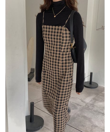 check camisole dress/2color