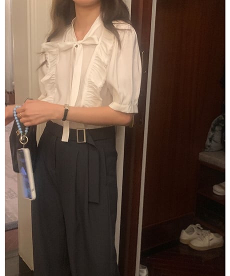 frill ribbon blouse(ネコポス)