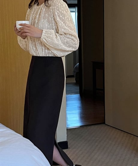glossy lace blouse/2color