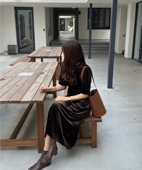 velour half sleeve dress/2color