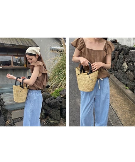 relax wide denim pants/2color