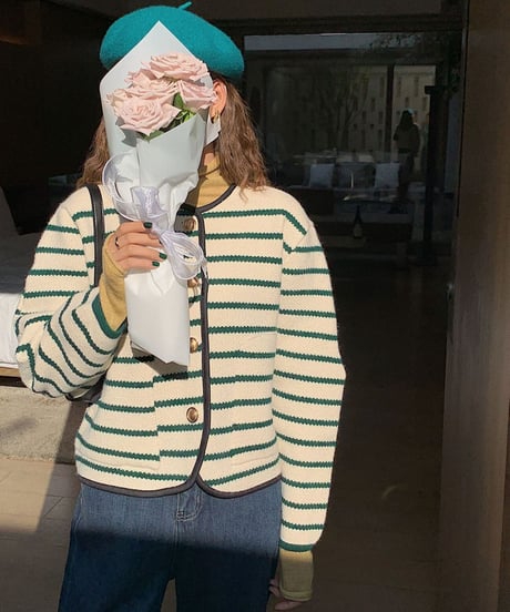 border piping knit jacket/2color