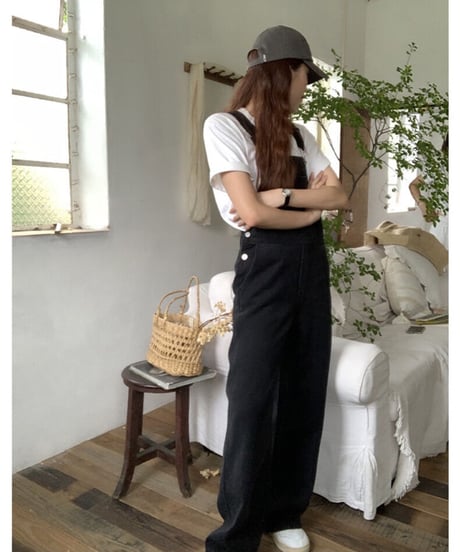 black denim salopette