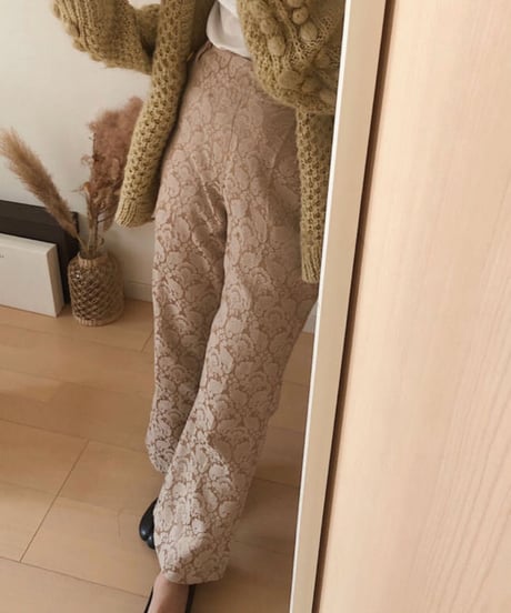 [ OUTLET]satin jacquard flare pants/2color
