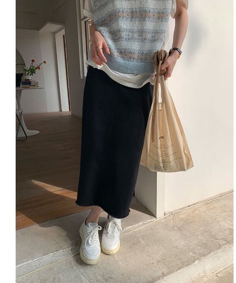 back slit skirt/2color