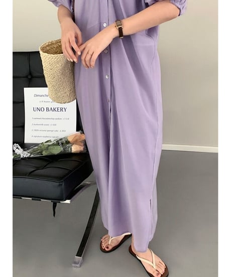 front button long dress(inner set)/3color