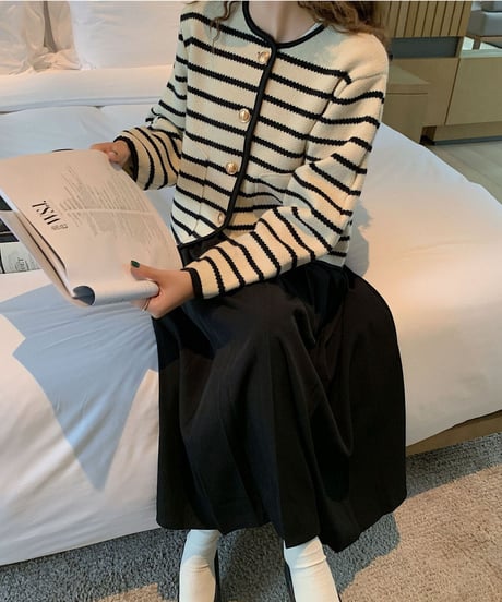 border piping knit jacket/2color