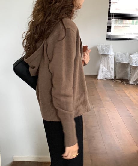 knit zip up hoodie/5color
