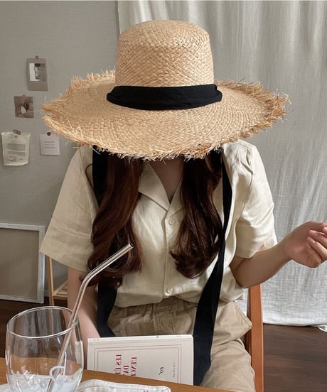 ribbon summer hat/3color
