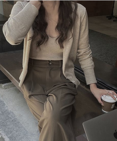 knit camisole & cardigan ensemble /4color