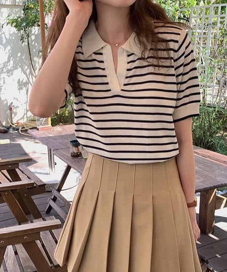 border skipper knit tee/2color