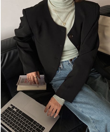 no collar button jacket/3color