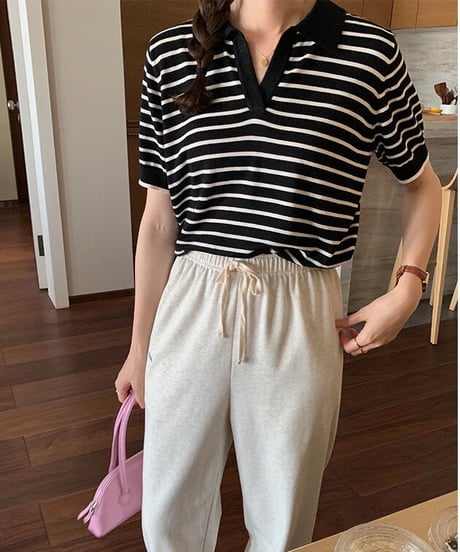 border skipper knit tee/2color