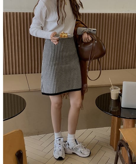 knit short skirt/2color