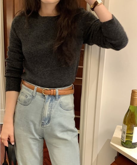 basic rib knit long-T/3color