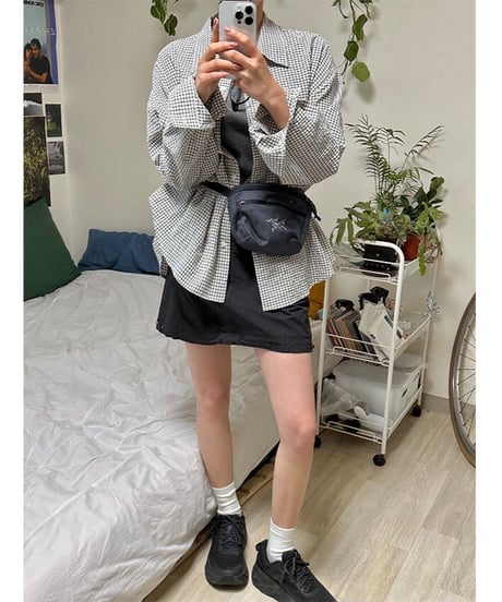 gingham check daily shirt/2color